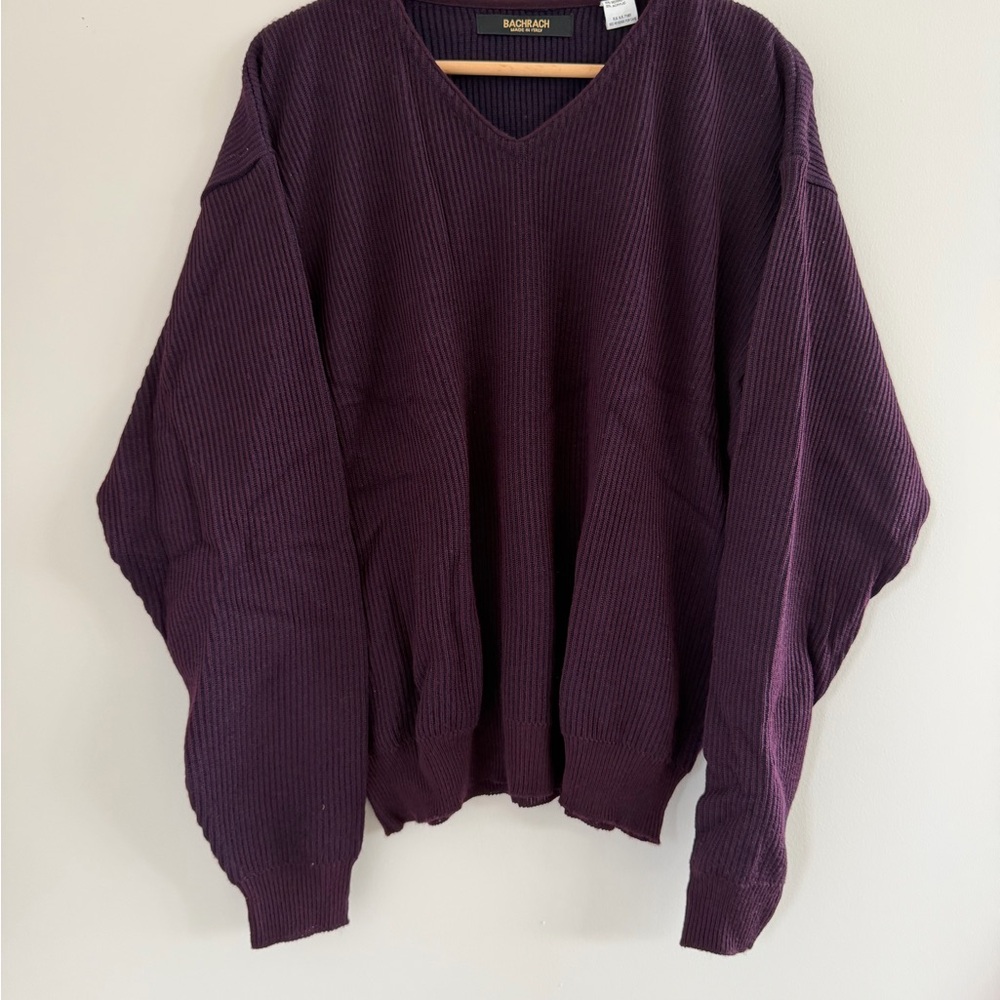 Bachrach Merino Wool V Neck Sweater Mens M Classic Preppy Layering Quiet Luxury‎